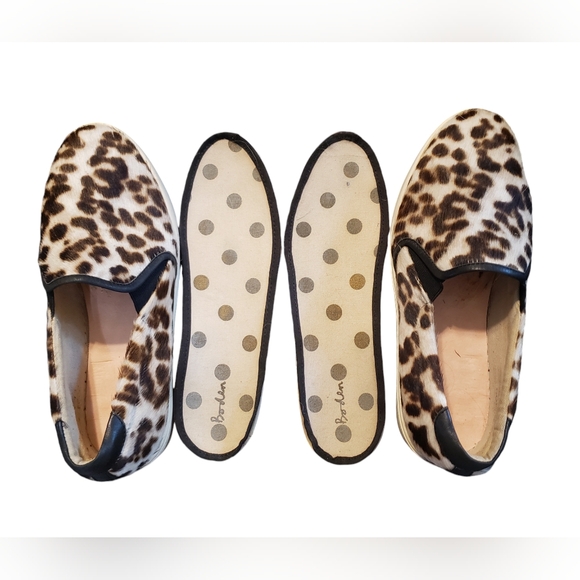Boden Womens 7 Calf Fur Snow Leopard Slip On Trainer Sneaker Shoe Brown White - Picture 4 of 10